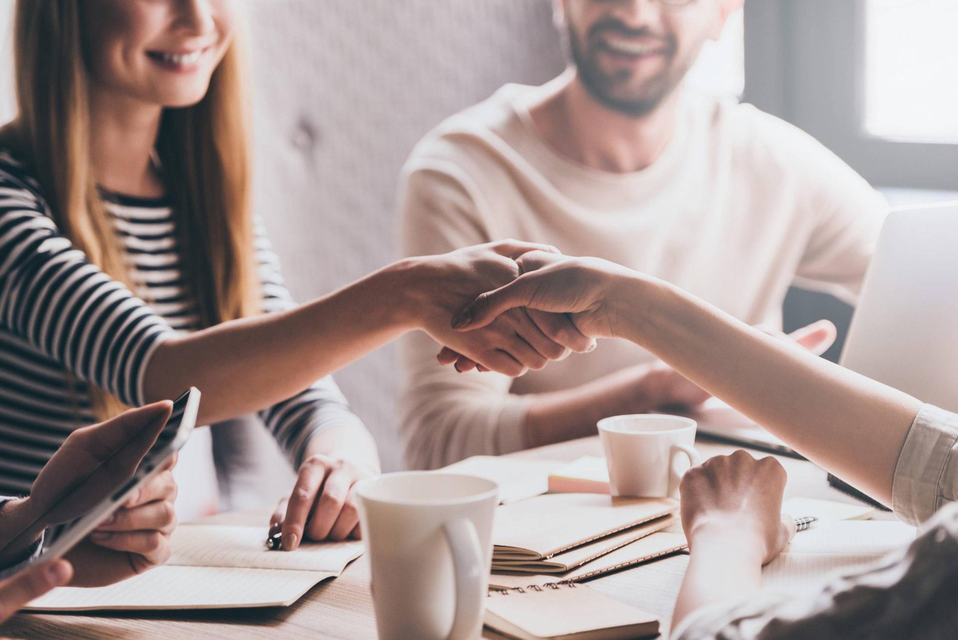 Close-up of business handshake