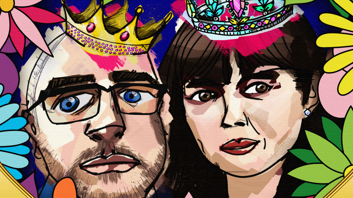 SEO and branding: star-crossed lovers—an illustration of two people with crowns surrounded by flowers