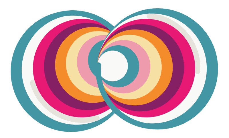 Decorative image of two concentric multi-colored spheres overlapping