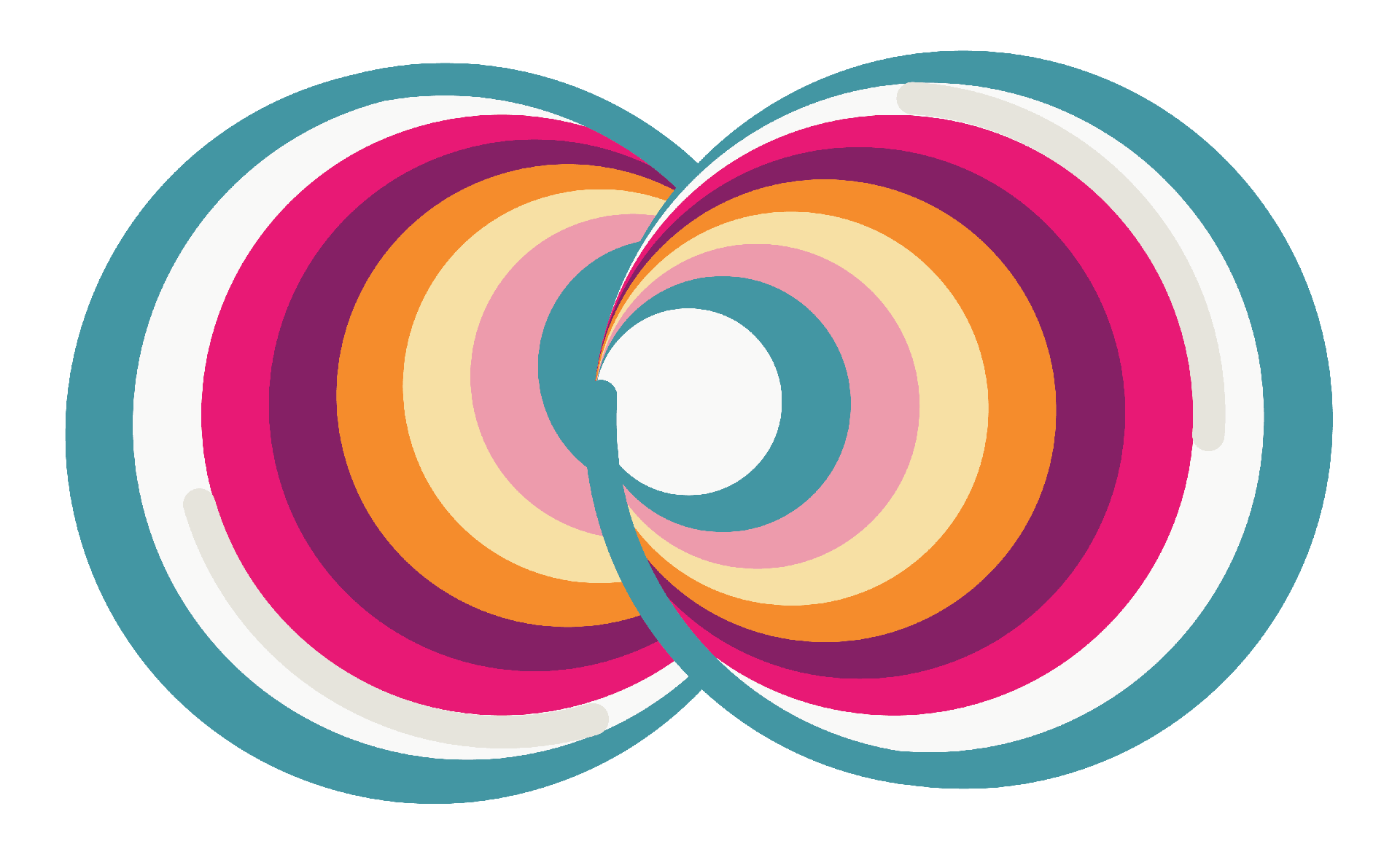 Decorative image of two concentric multi-colored spheres overlapping