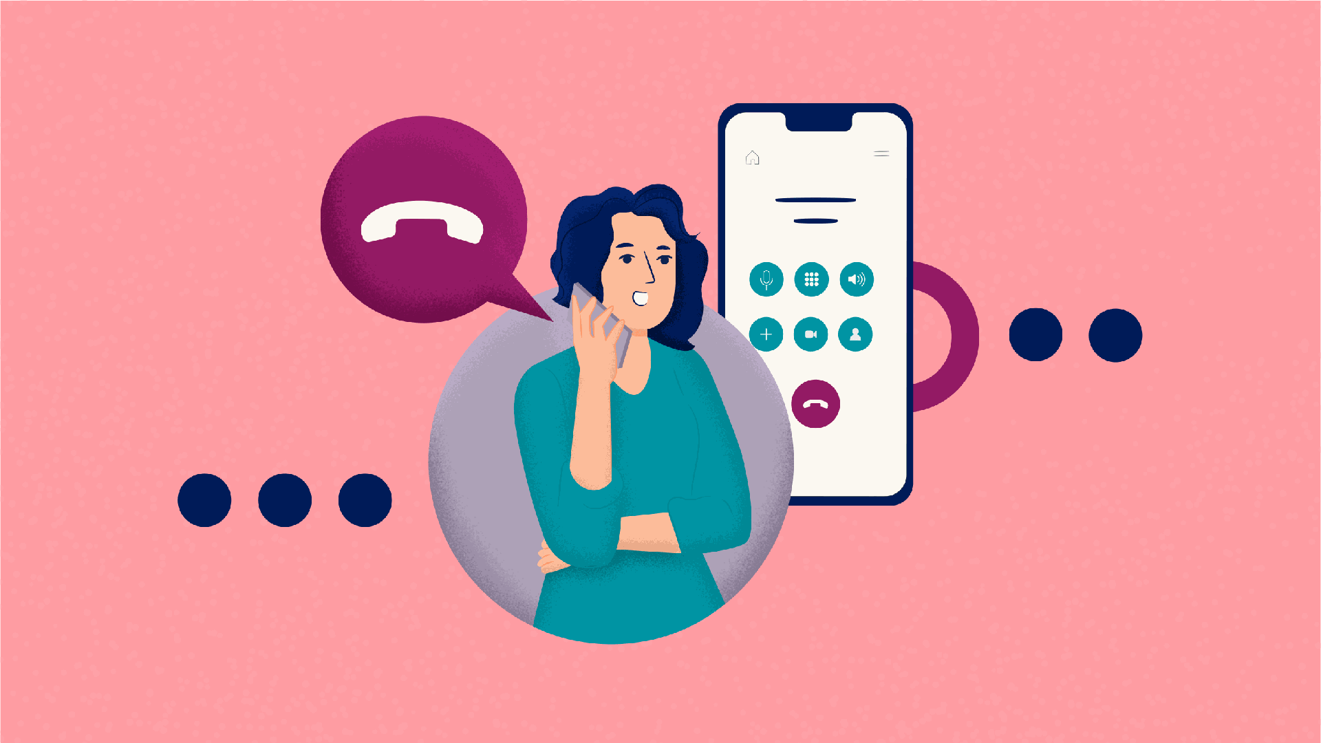 How to end a conversation: Illustration of person on the phone