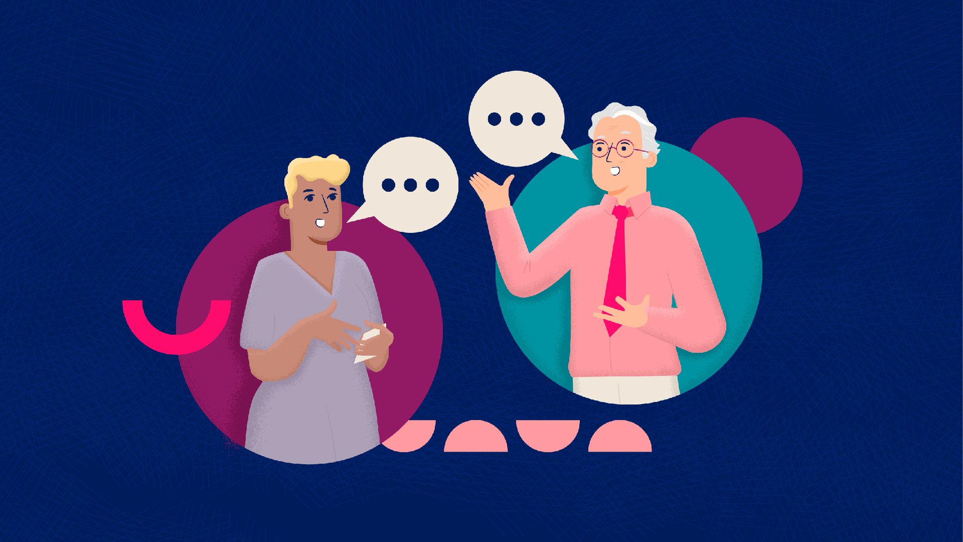How to keep a conversation going: illustration of two people talking
