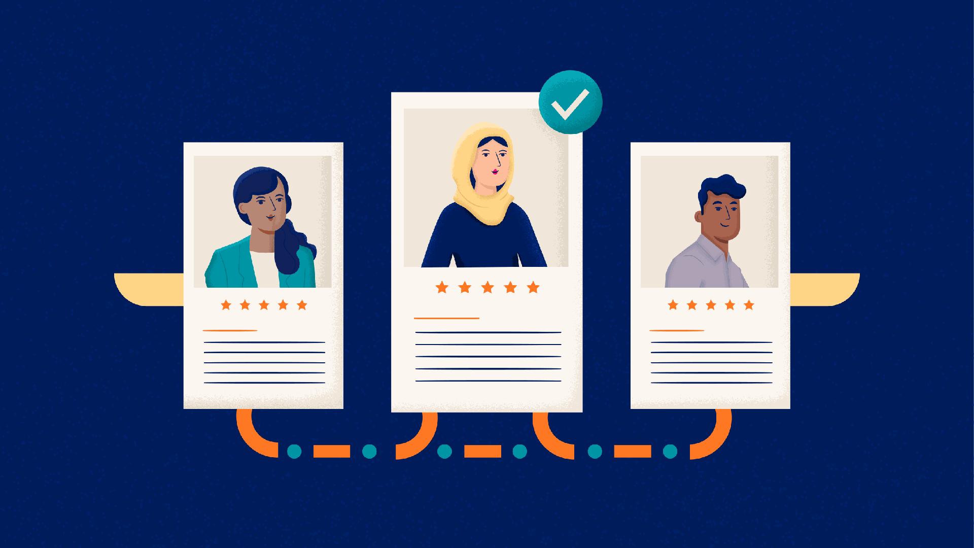 Smart training starts with smart hiring: illustration of three job candidates