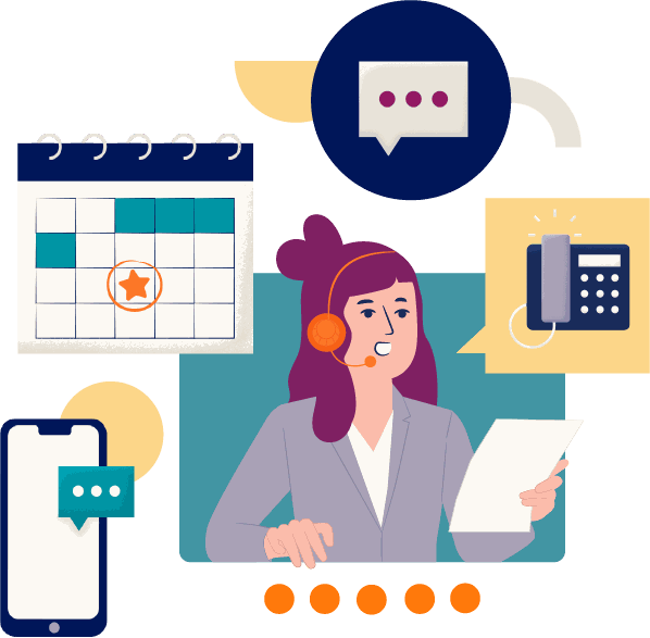 The definitive guide to virtual receptionists for small businesses: illustration of a virtual receptionist