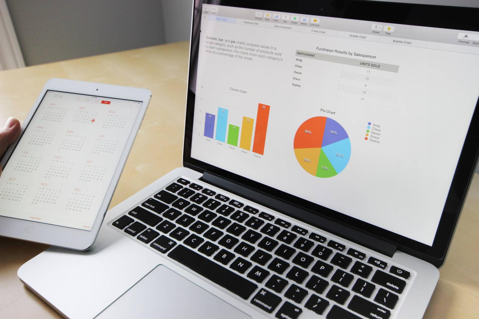 Laptop displaying analytics data