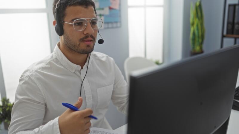 male virtual receptionist working from home